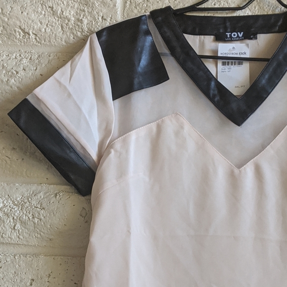 Nordstrom Tov | NWT altered mesh leather top med - Picture 2 of 6